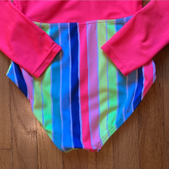 Cat & Jack long sleeve swim suit - one piece rash guard - zipper, rainbow - Picture 8 of 10